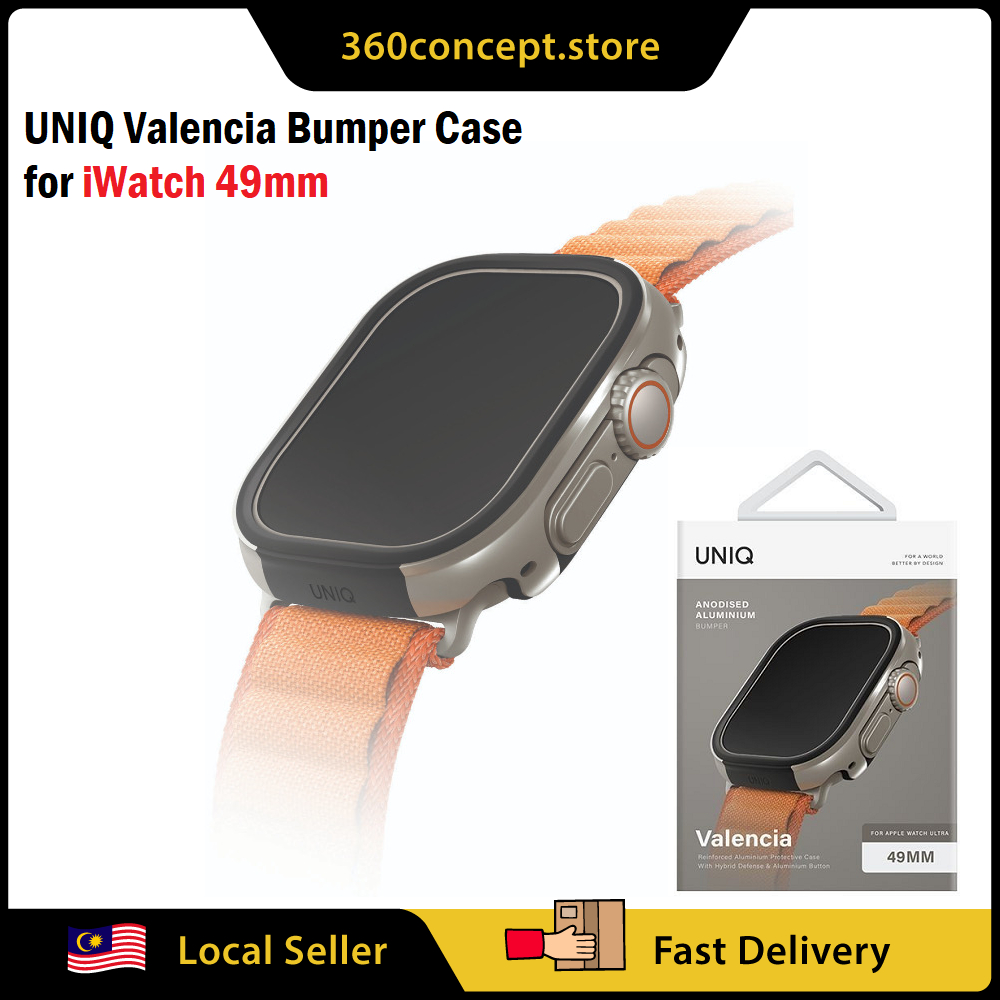 UNIQ Valencia Aluminium Hybrid Bumper Protection Case for iWatch Ultra 2 Series 49mm Titanium Color 