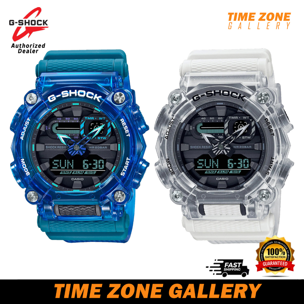 GA-900 กีฬานาฬิกา Ice Blue โปร่งใส Analog-Digit GA-900SKL-7/Ga900skl นาฬิกาสายนาฬิกาอุปกรณ์เสริม gV9