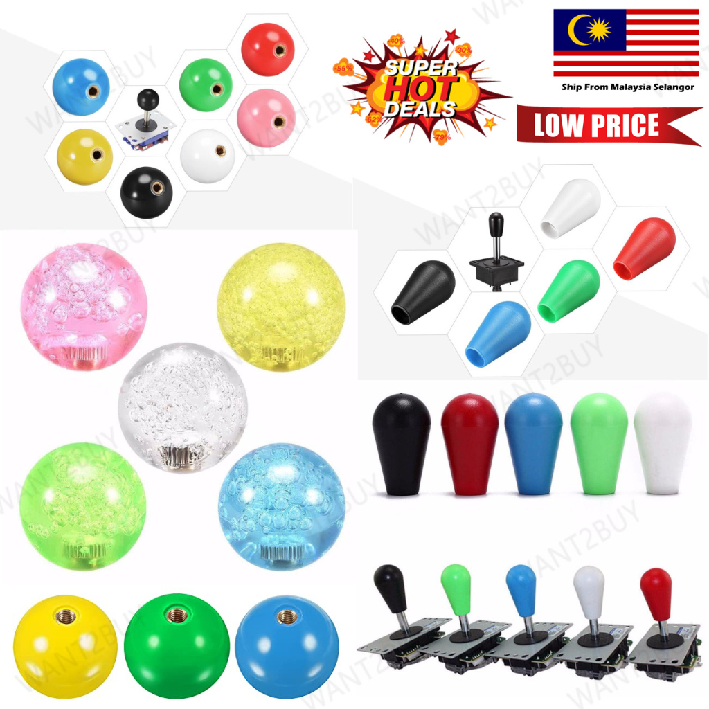 Cyrstal จอยสติ๊ก Handle Controller เปลี่ยน Top Rocker Ball Head สําหรับอาเขตวิดีโอเกม Claw Machine 游游游游游游牵引绳圆球杆头水