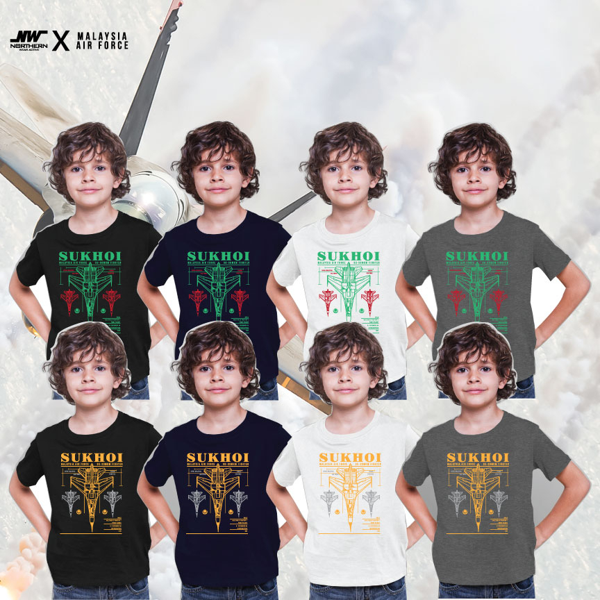 Baju Air Force Jet Fighter Sukhoi SU-30 MKM Kanak ,คุณภาพระดับพรีเมียมเด็กเสื้อยืด / SUKHOI SU-30 MK