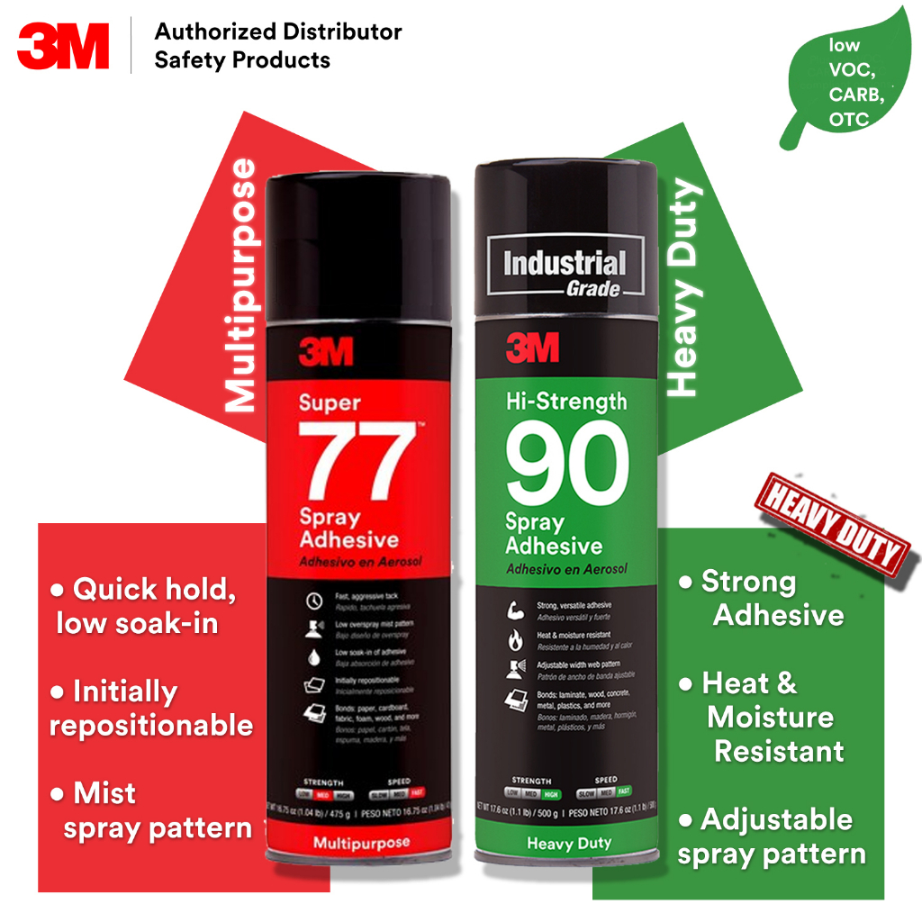 3M Super 77 สเปรย์กาวอเนกประสงค์ 375g Hi-Strength 90 Heavy Duty สเปรย์กาว 500g