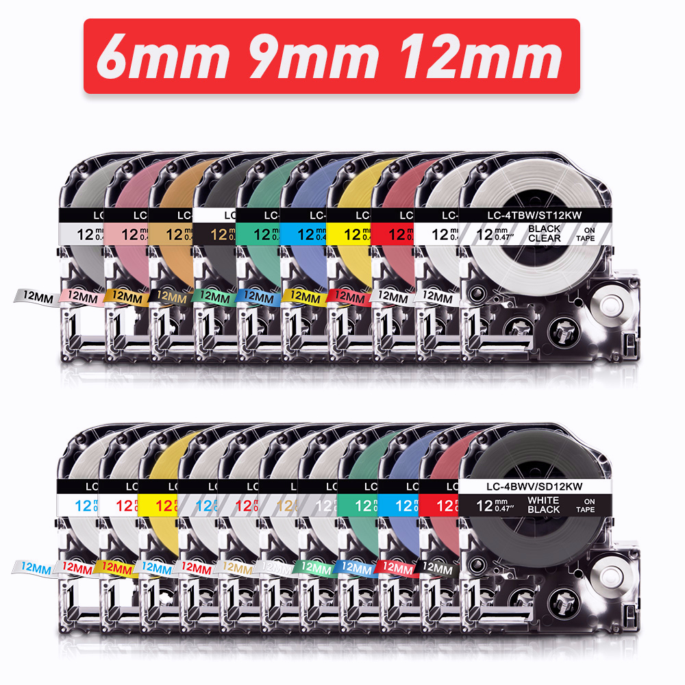 30pcs สําหรับ Epson ป้ายเทป 9 มม.12 มม.18 มม.24 มม.เทปสําหรับ Epson LW-K200 LW-300 LW-K400 LW-600P