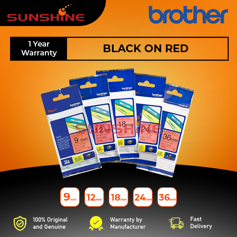Brother Black On Red Tze-421 Tze-431 Tze-441 Tze-451 Tze-461 P-Touch Labelling tape