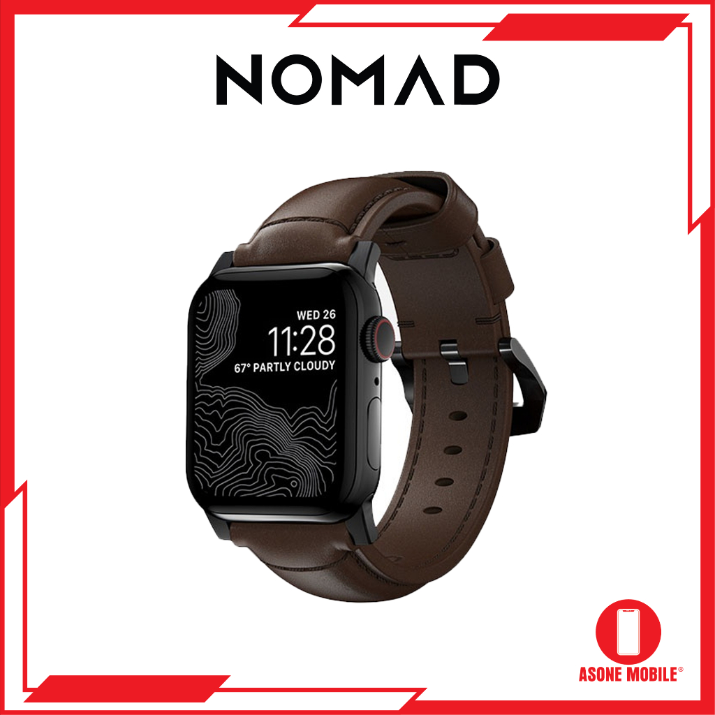 Nomad Traditional Bands เข้ากันได้กับ Apple Watch Series SE/Ultra/8/7/6/5/4/3/2 นาฬิกานาฬิกาหนังสีดํา