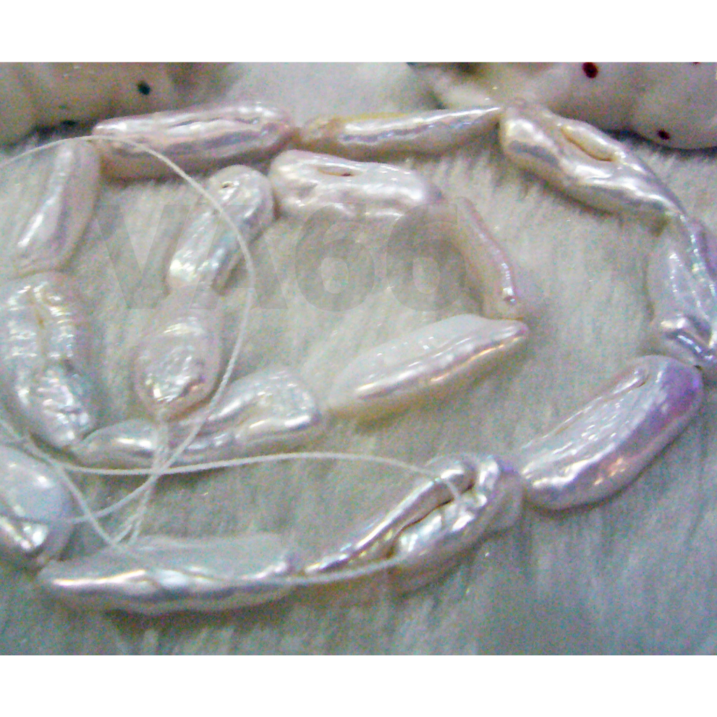 DIY Chunky White 17 มม.25 มม.10 มม.ธรรมชาติ AA Biwa Keshi ไข่มุกน้ําจืด Stick ลูกปัดหลวม Mother of P
