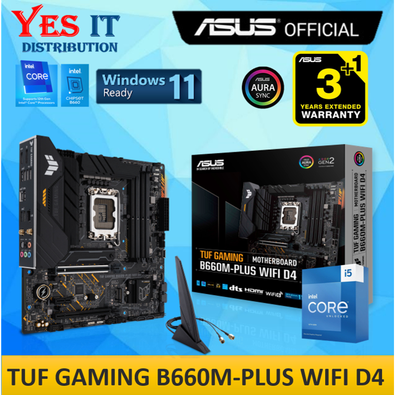 ASUS TUF GAMING B660M-PLUS WIFI D4 mATX INTEL LGA1700 MOTHERBOARD + INTEL I5-13600KF PROCESSOR