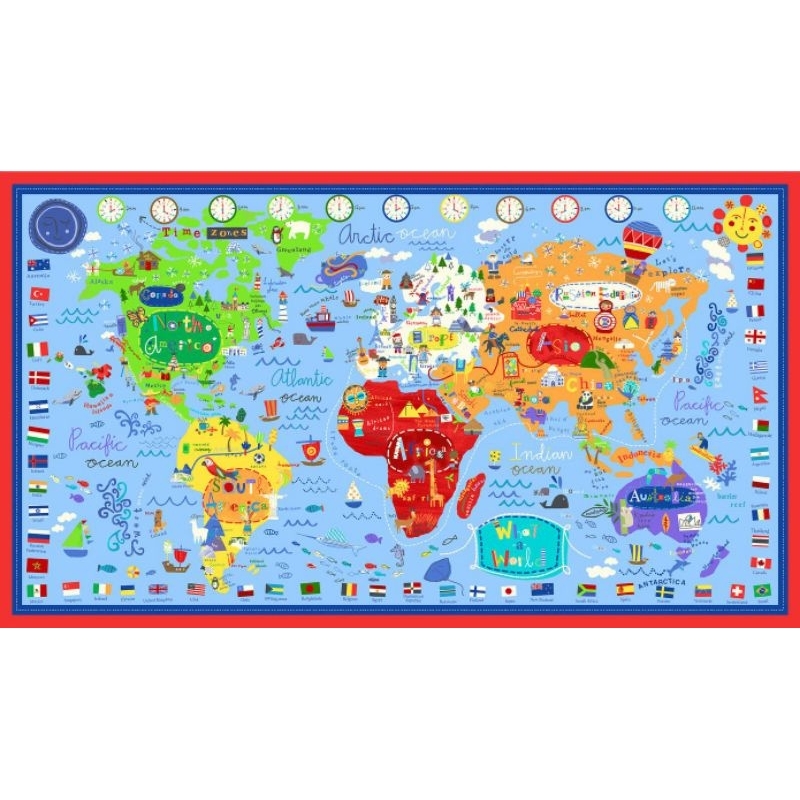 ผ้า PANEL WORLD MAP US COTTON