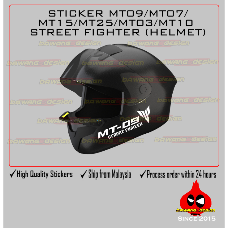 [2 ชิ้น] สติ๊กเกอร์หมวกกันน็อค Full Face Street Fighter & MT Fon MT09 MT07 MT15 MT25 MT03 MT10 Yamaha