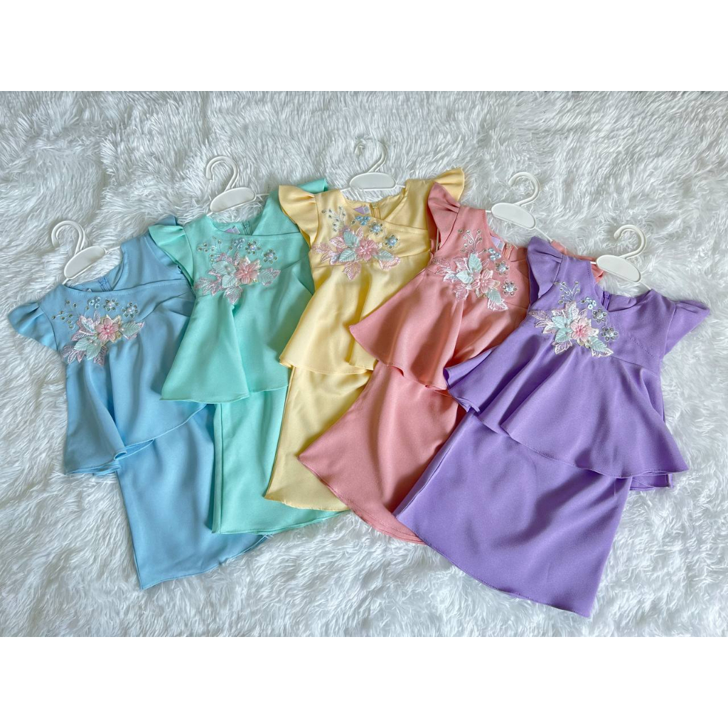 Baju Raya anak baju raya baby baju raya girl 2023 Dela Peplum Pastel Series