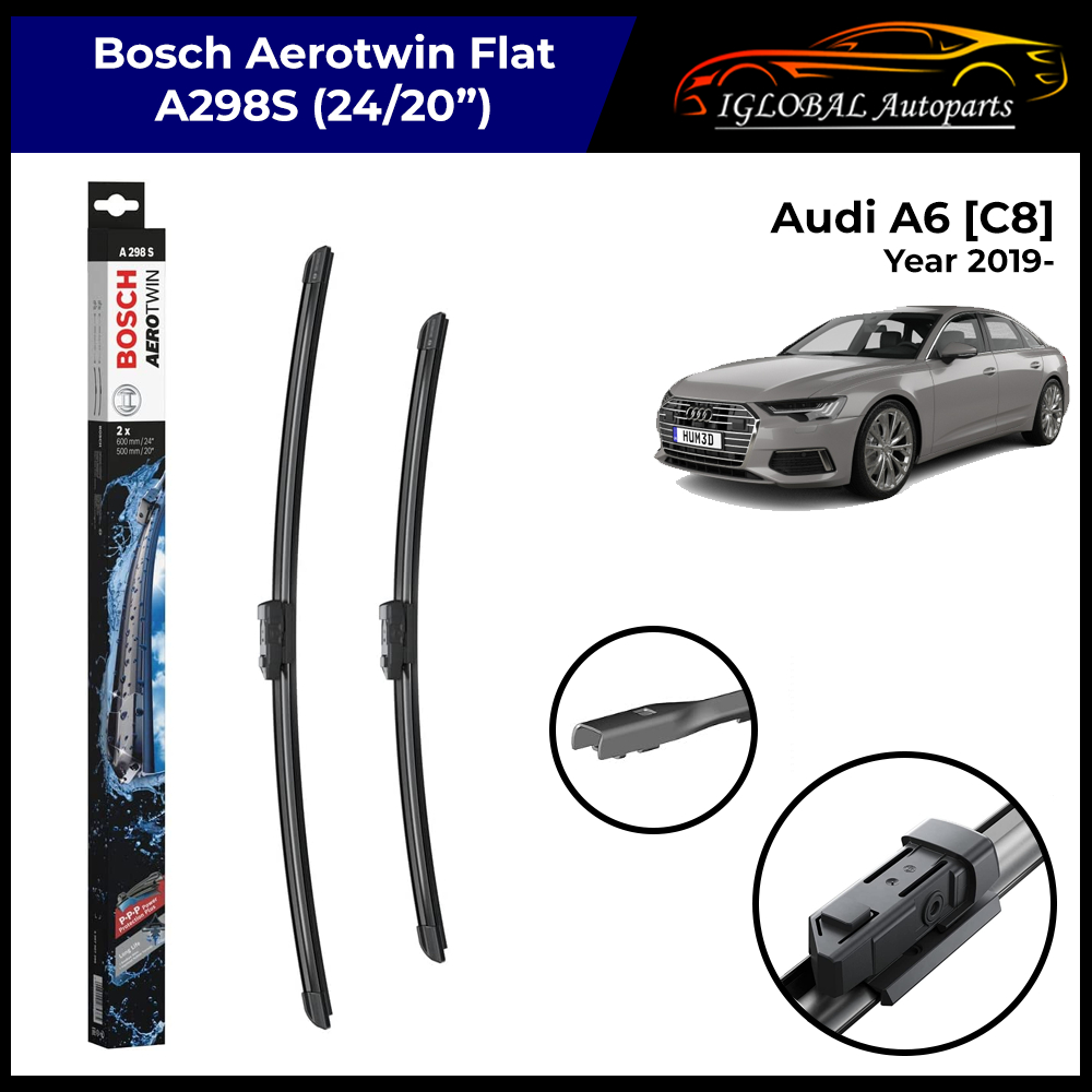 Audi A6 [C8] ปี 2019- A298S ชุดปัดน้ําฝนกระจกหน้ารถ Bosch Aerotwin Flat (24/20")
