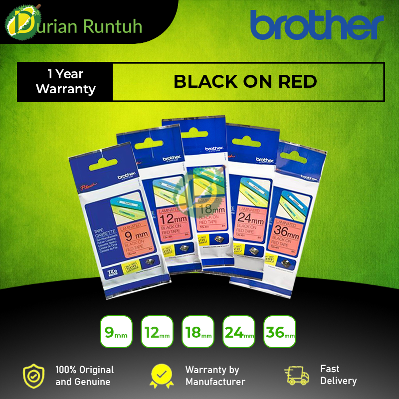 Brother Black On Red TZE-421 TZE-431 TZE-441 TZE-451 TZE-461 P-TOUCH LABELLING TAPE