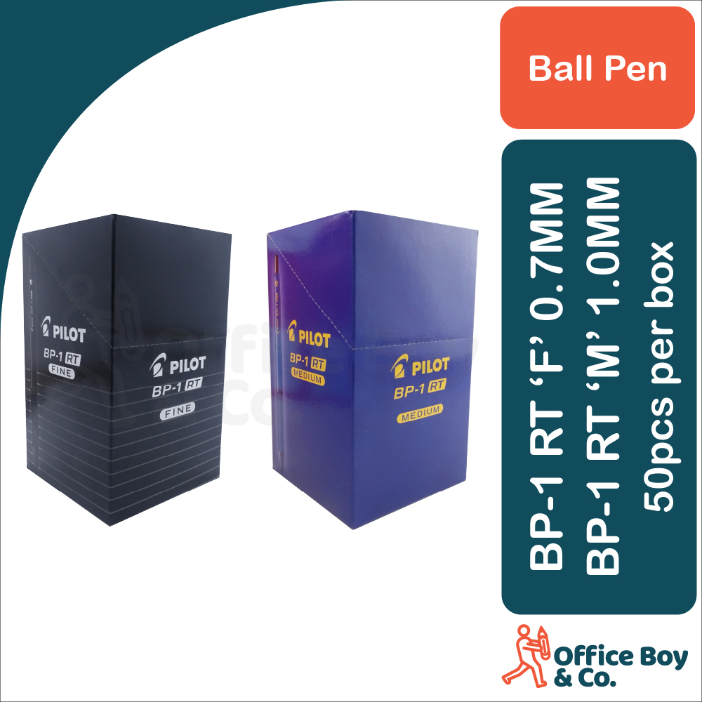 Pilot Retractable Pen BP-1RT Ball Pen (กล่องละ 50 ชิ้น) Fine 0.7mm / Medium 1.0mm (สีดํา / น้ําเงิน 