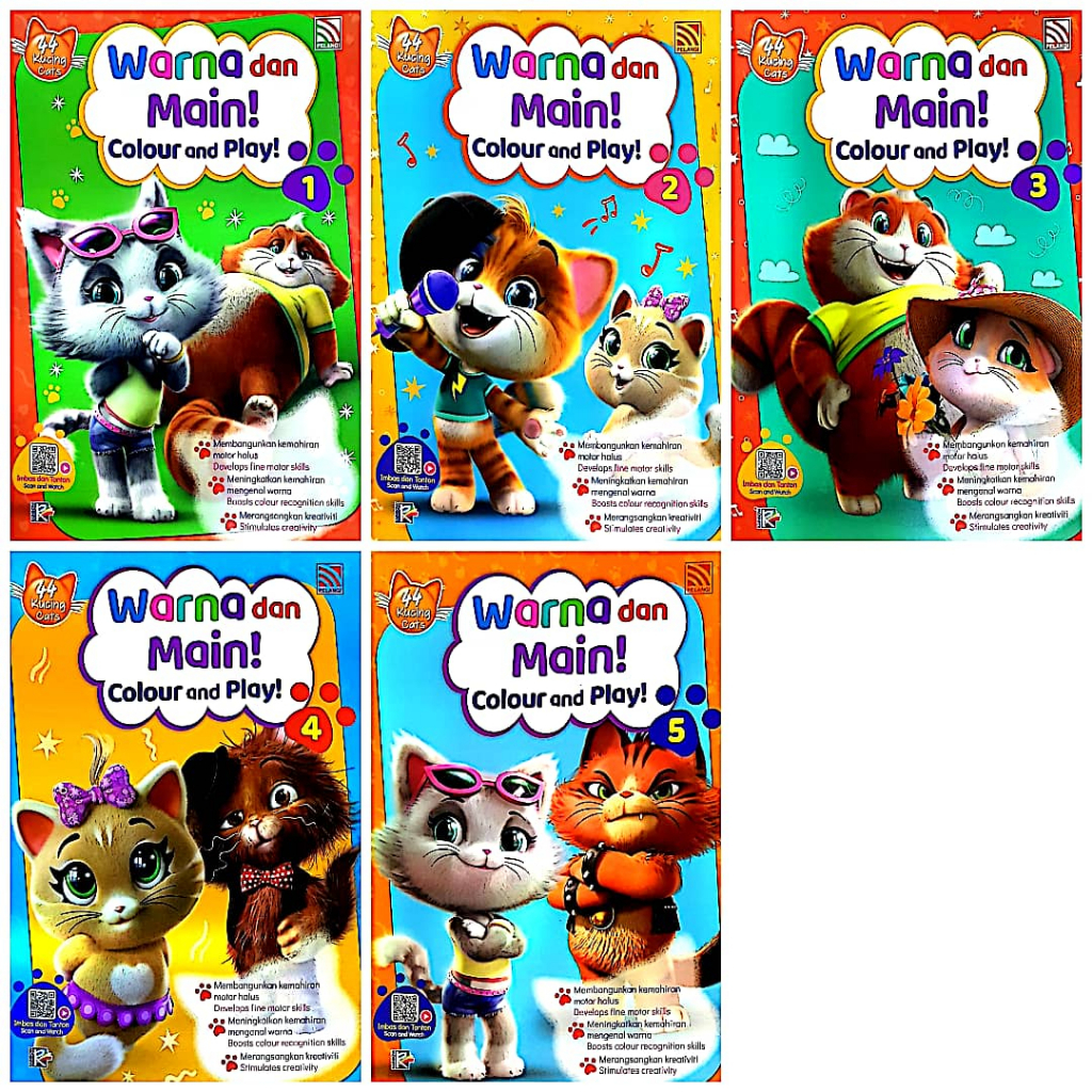 44 Kucing Cats . สีและหลัก! . สีและเล่น! . บูกุ 1 - 5 . เปลังลี . F23