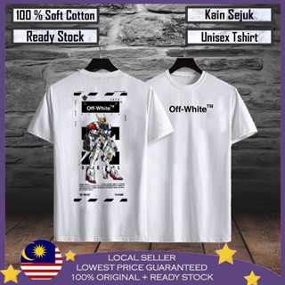 เสื้อยืดผ้าฝ้าย 100% พิมพ์ลายกันดั้ม Offwhite Baju Lelaki สําหรับผู้ชาย