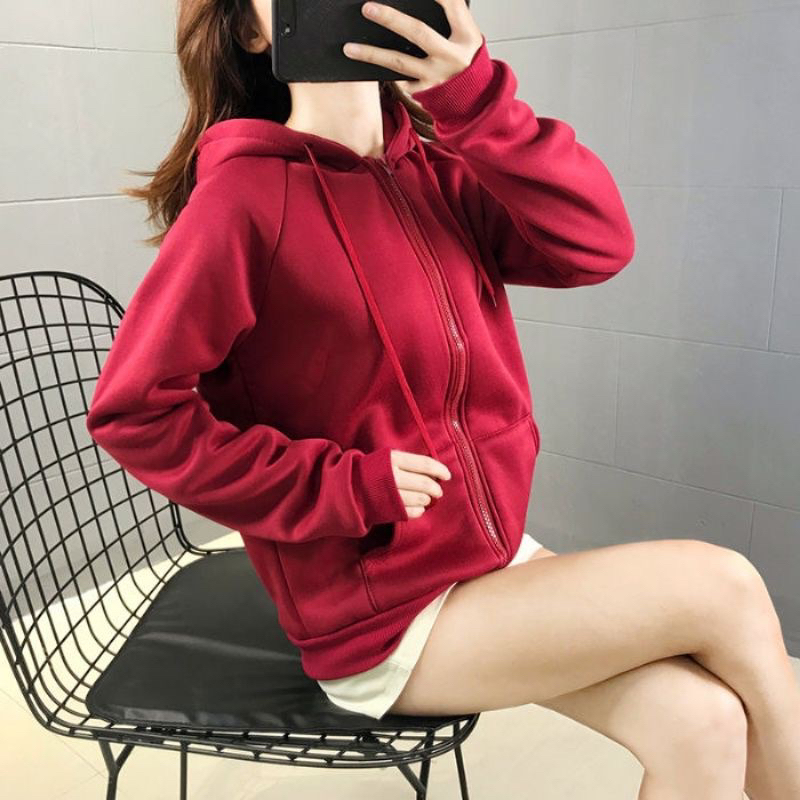 🙋🏼‍♀️ผู้หญิง ZIP UP HOODIE SWEATSHIRTS 🤷🏻‍♀️ S-5XL SOLID ZIPPER COTTON HOODIES ✅✅
