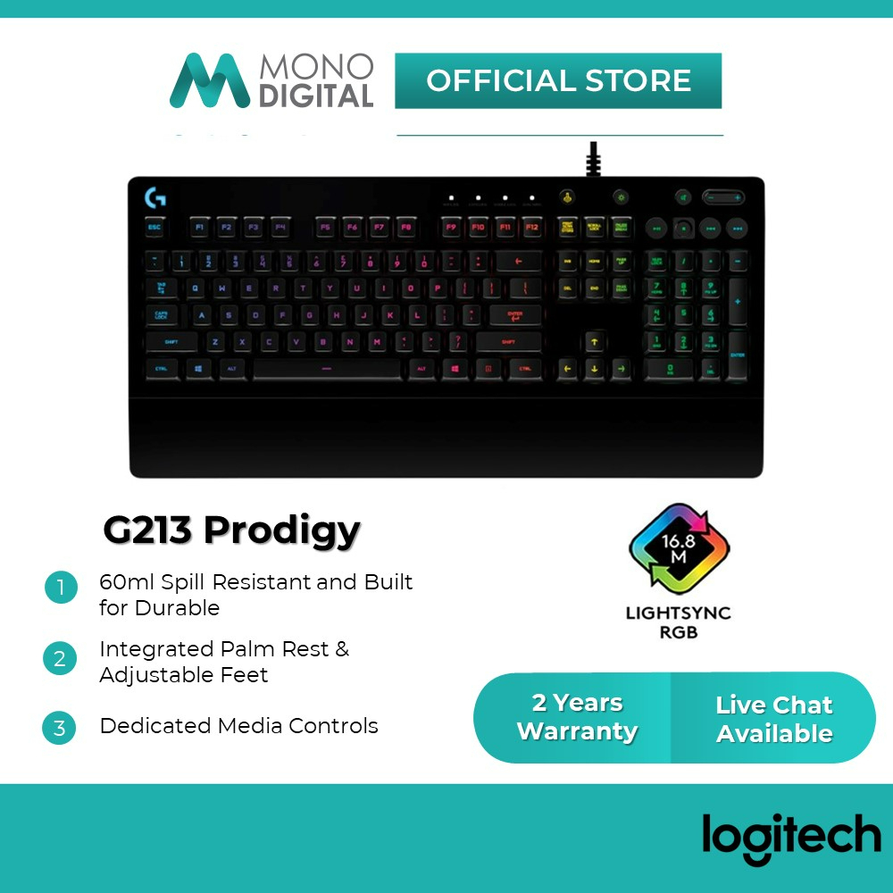 คีย์บอร์ดเกมมิ่ง Logitech G213 Prodigy RGB 920-008096 - ทนการรั่วไหล