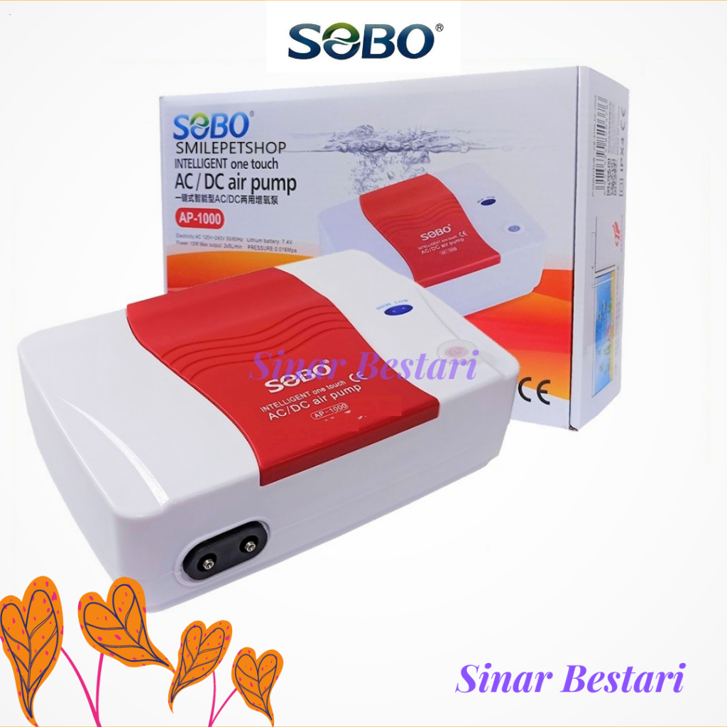 SOBO AC/DC ปั๊มลม AP-1000 Aquarium Aquaponics ถังปลา SB-10000 AP1000 pam acdc akuarium sb168 sb468 s