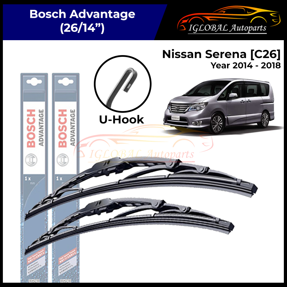 Nissan Serena [C26] ปี 2014-2018 ชุดปัดน้ําฝนกระจกหน้ารถ Bosch Advantage (26/14)