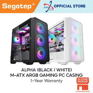 Segotep ALPHA เคสกระจกเล่นเกม M-ATX พร้อมพัดลม ARGB 4 ตัว (สีดํา / สีขาว)