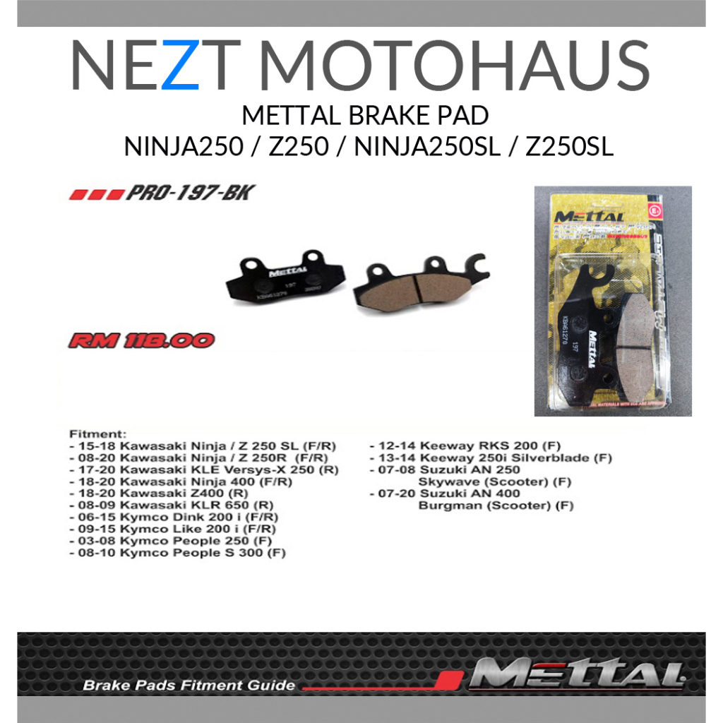 BETTAL KAWASAKI NINJA250 Z250 / NINJA250SL Z250SL ผ้าเบรก