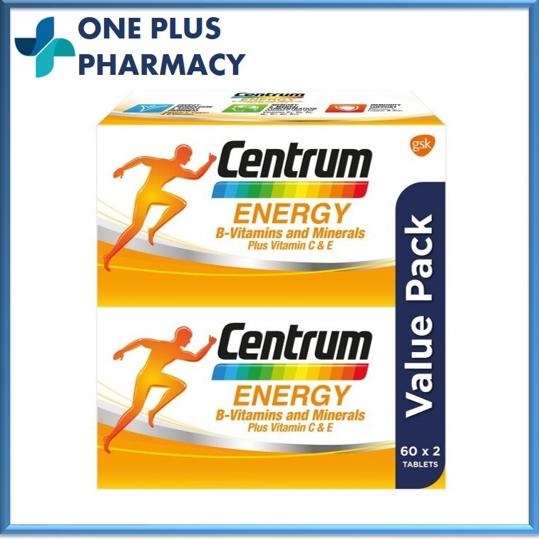 Centrum Energy B-Vitamins and Minerals Plus Vitamin C & E 60s / 2x60s [EXP 10/2027]
