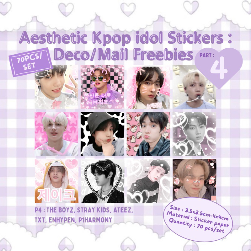 (P4) TXT Enhypen Stray kids Ateez P1Harmony Happy Mail สติกเกอร์ความงามน่ารัก Freebies ผู้ขายเกาหลี 