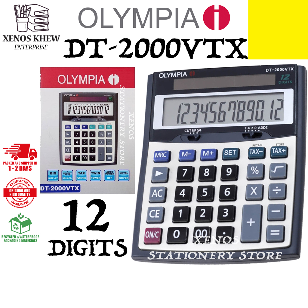 OLYMPIA DT-2000VTX 12DIGIT ELECTRONIC DESKTOP CALCULATOR กําลังสูง SOLAR CELL