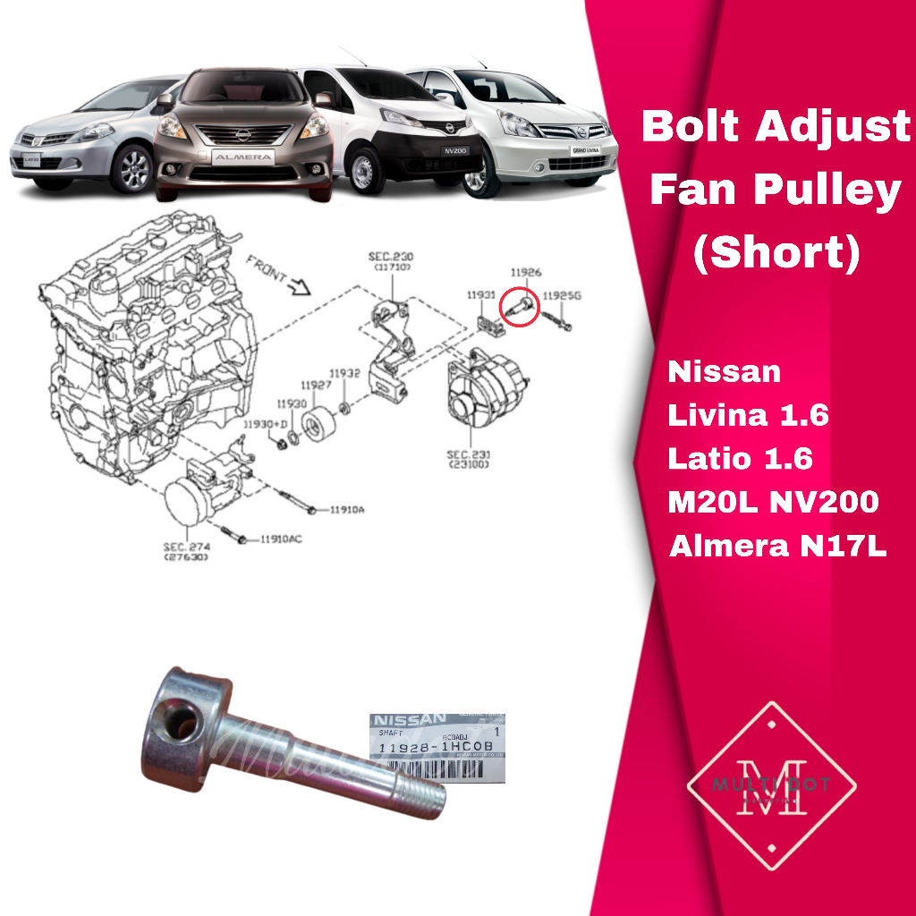 Nissan Bolt ปรับพัดลมรอก (ศูนย์) Livina L10L-1.6 Latio C11L-1.6 NV200 M20L Almera N17L 11928-1HC0B
