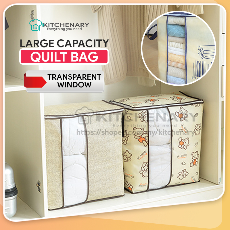 Non-Woven แบบพกพา - กระเป๋าเก็บเสื้อผ้า Organizer พับตู้เสื้อผ้า Organizer หมอนผ้านวมผ้าห่มผ้าปูที่น