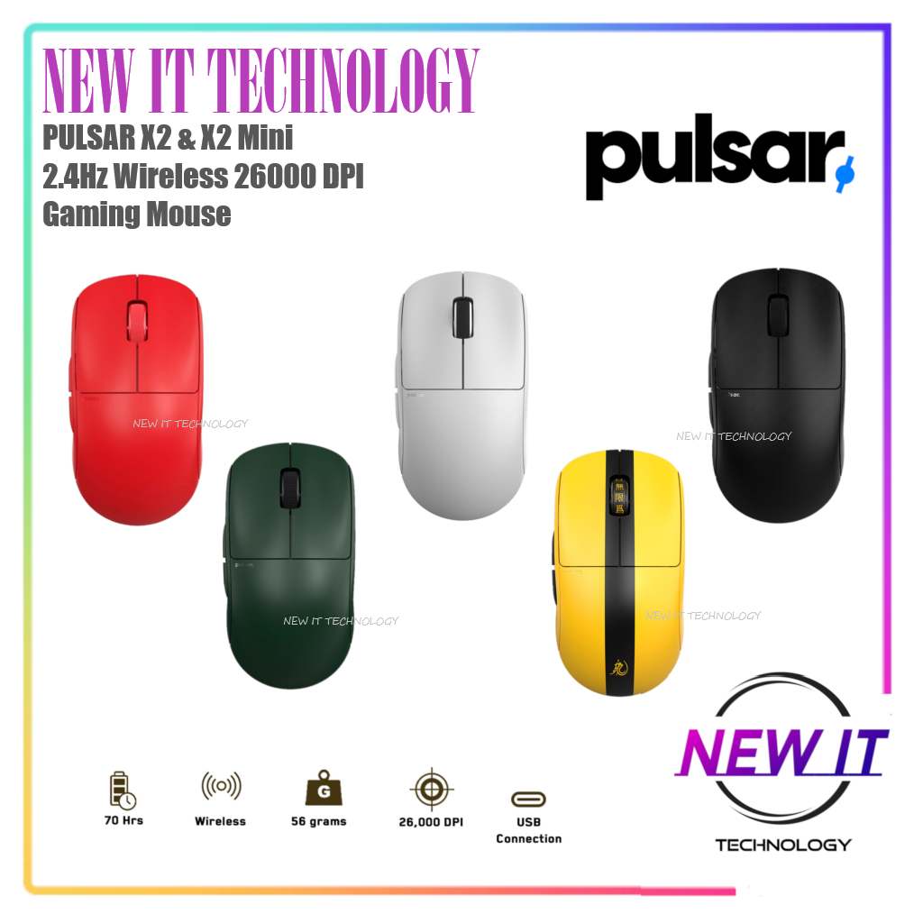 PULSAR X2 Mini & X2V2 Mini & X2H Mini 2.4GHz Wireless 26000 DPI Gaming Mouse (Founder Edition, Rando