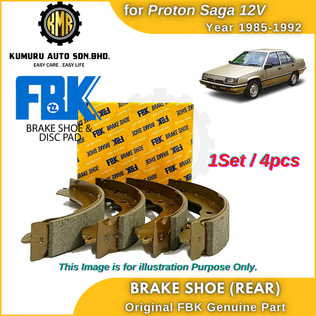 (1@Set) FBK ผ้าเบรคหลัง Proton Saga 12V Iswara LMST Wira 1.3 1.5 ผ้าเบรค Belakang - FK6712