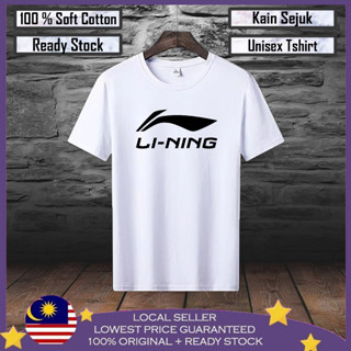 เสื้อยืดผ้าฝ้าย 100% พิมพ์ลาย LI-NING BADMINTON SPORT BAJU UNISEX