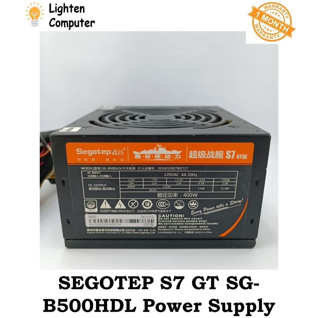 SEGOTEP USEDSEGOTEP POWER SUPPLY S7 GT SG-C500YJZD / SG-B500BXB 400W TRUE POWER PSU - รองรับ 960 | 1