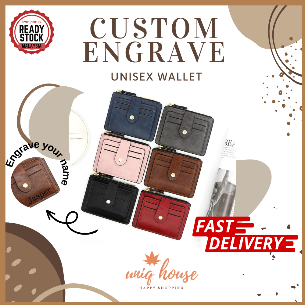 UGH ส่วนบุคคลที่กําหนดเองแกะสลัก Unisex 9 ช่องผู้ถือบัตร Slim หนังธุรกิจกระเป๋าสตางค์