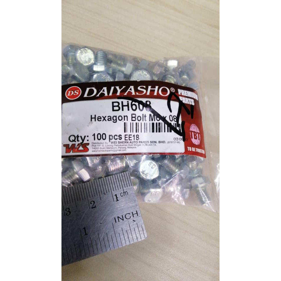 M6 HEX BOLT HEX SCREW HEXAGON HEAD SCREW OUTER HEX (1PCK=100PCS)