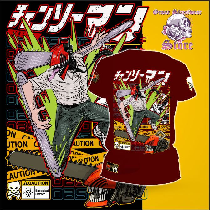 Anime Chainsawman TShirt ออกแบบ Lelaki Wanita ผ้าฝ้ายผู้ชายผู้หญิง TShirt Unisex ผู้ชายผู้หญิงรอบคอส