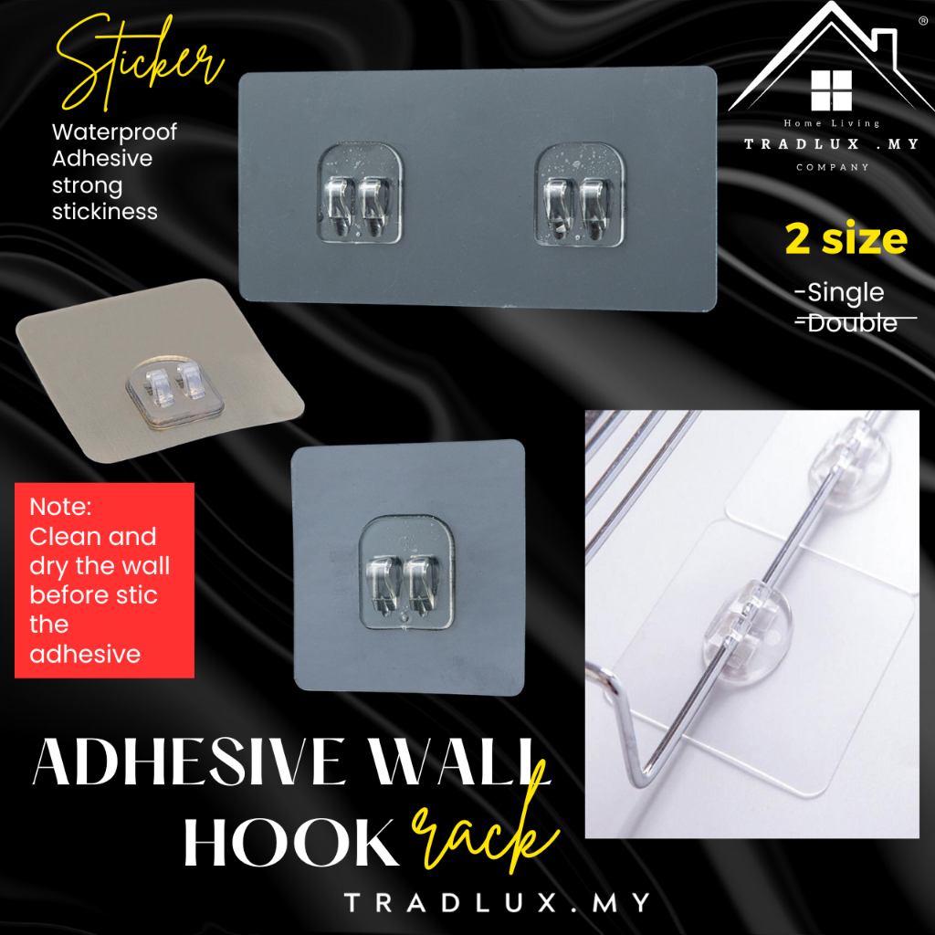 Tradlux Adhesive Wall Hook, Sticky Hooks Rack for Kitchen Bathroom Shelf Sticker,Sticking Self Adhes