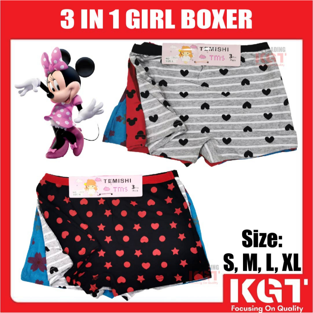 GIRL BOXER 3IN1 KIDS SHAPE DESIGN SELUAR DALAM BOXER BUDAK PEREMPUAN 3 HELAI 1 HARGA 156