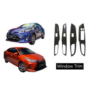 ขอบหน้าต่างรถยนต์ คาร์บอน สําหรับ TOYOTA Vios Yaris 2019-2023