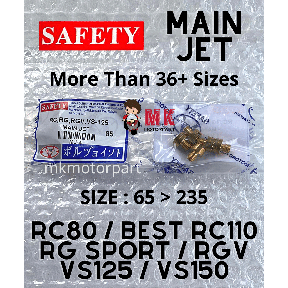 SAFETY MAIN JET Suzuki RC80 / BEST RC / RC110 / RG110 / RG SPORT / RGV 120 / VS125 / VS150