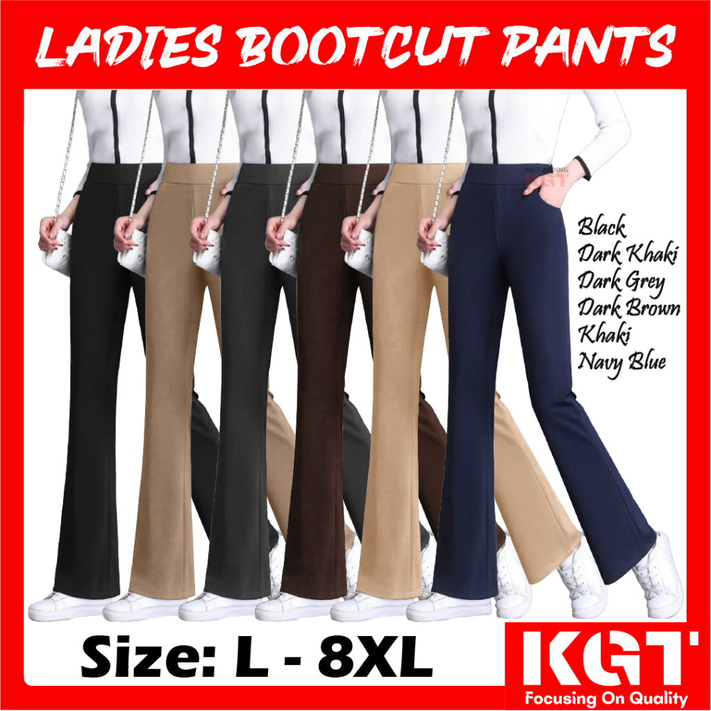 KGT Bamboo Slack Seluar Slack Mini Bootcut Plus Size Baggy Cutting Ladies Long Pants Seluar Slack