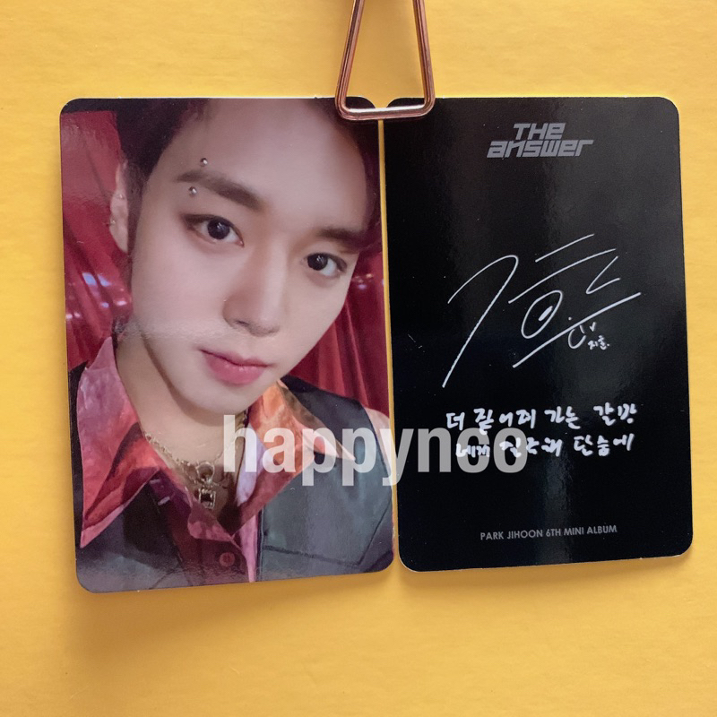 PARK JIHOON [THE ANSWER] 6th Mini Album Photocard . PARK JI HOON STER六 PARK 迷你 Mazzer Little CardJIH