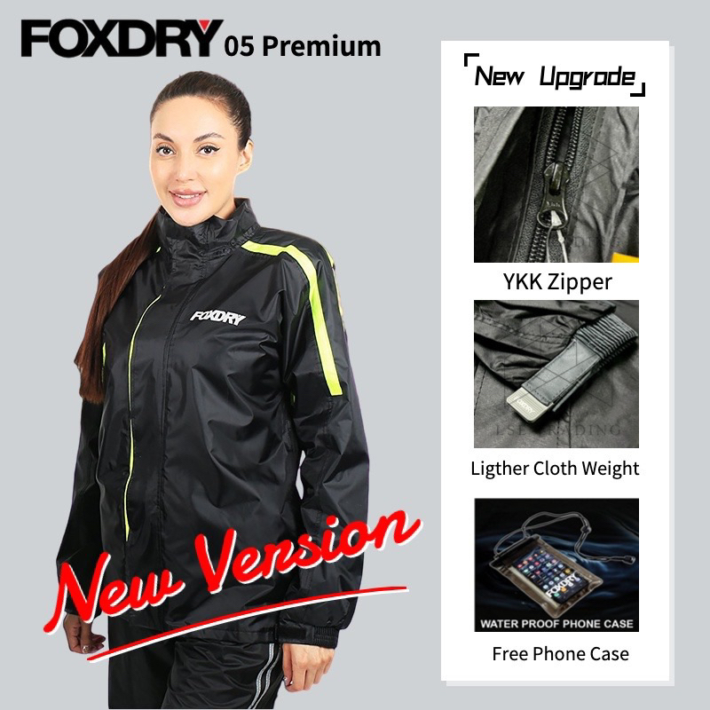 FOXDRY05 พรีเมี่ยมกันน้ําเสื้อกันฝนชุด/Foxdry 05 Baju Hujan Jaket Hujan Motorsikal