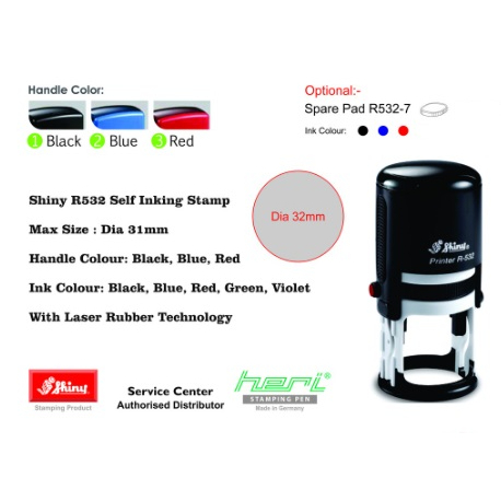 Shiny R532 Self Inking Stamp / Company Round Chop / Cop Getah Bulat