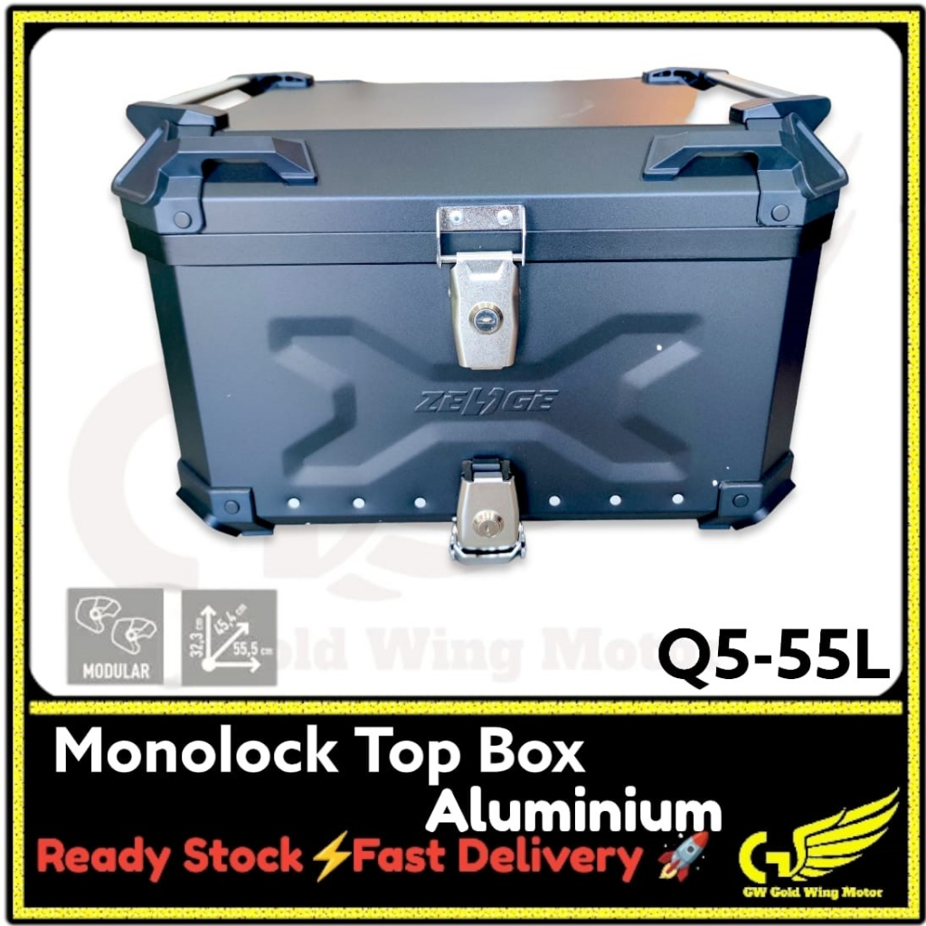 ZEDGE Q5 42L 55L 65L X-PURSUIT MONOLOCK TOP CASE BOX ALMINIUM MOTORCYCLE MONOKEY ~ 55 ลิตร