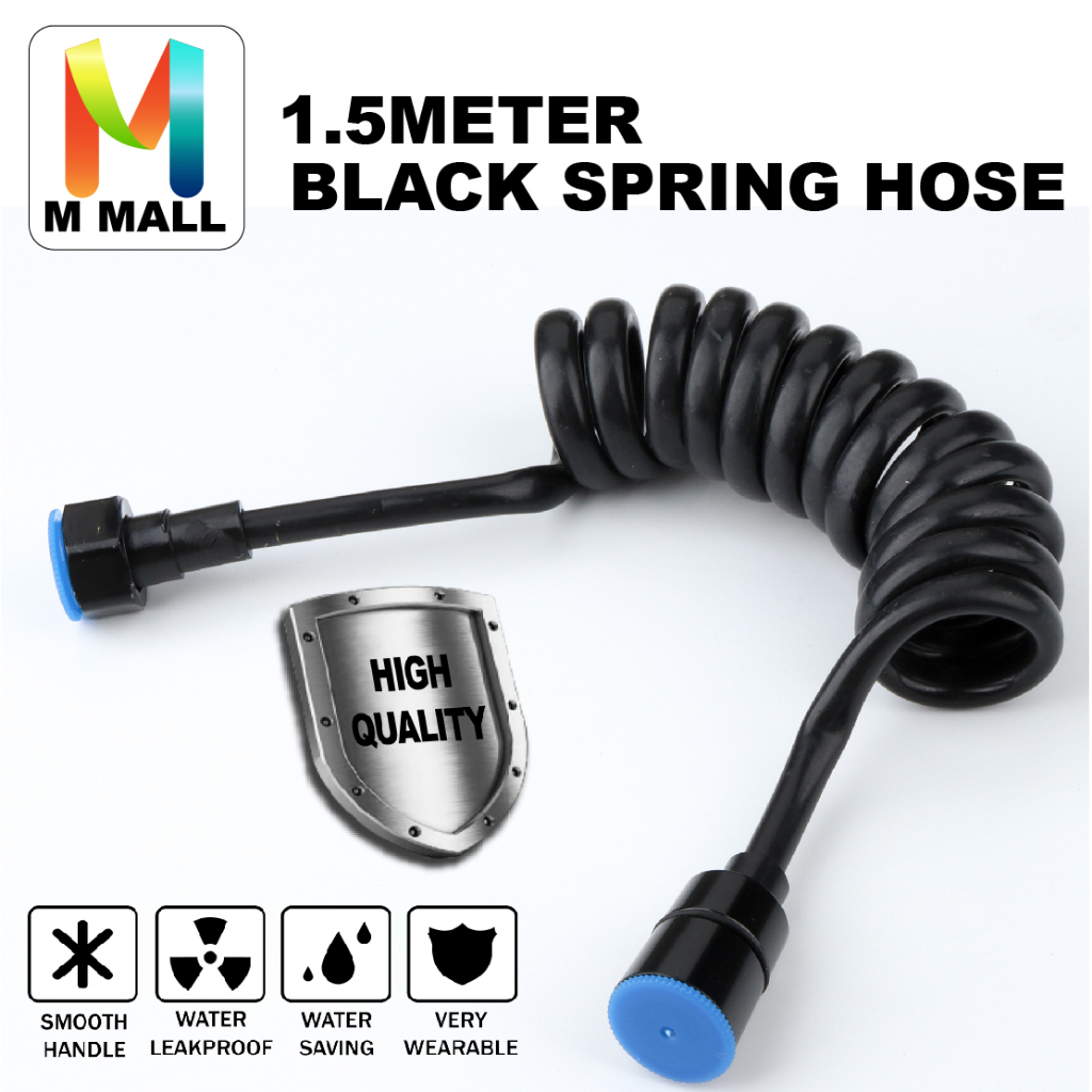 M MALL 150 ซม. 1.5 เมตรห้องน้ําห้องน้ํา ABS HAND BIDETS SPRING สีดําฝักบัว SPRING HOSE