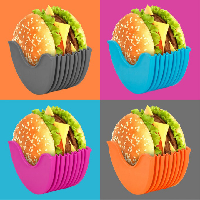 Burger Buddy Burger Holder Reusable Mess-Free ขยายแฮมเบอร์เกอร์ Caddies Bun Shell