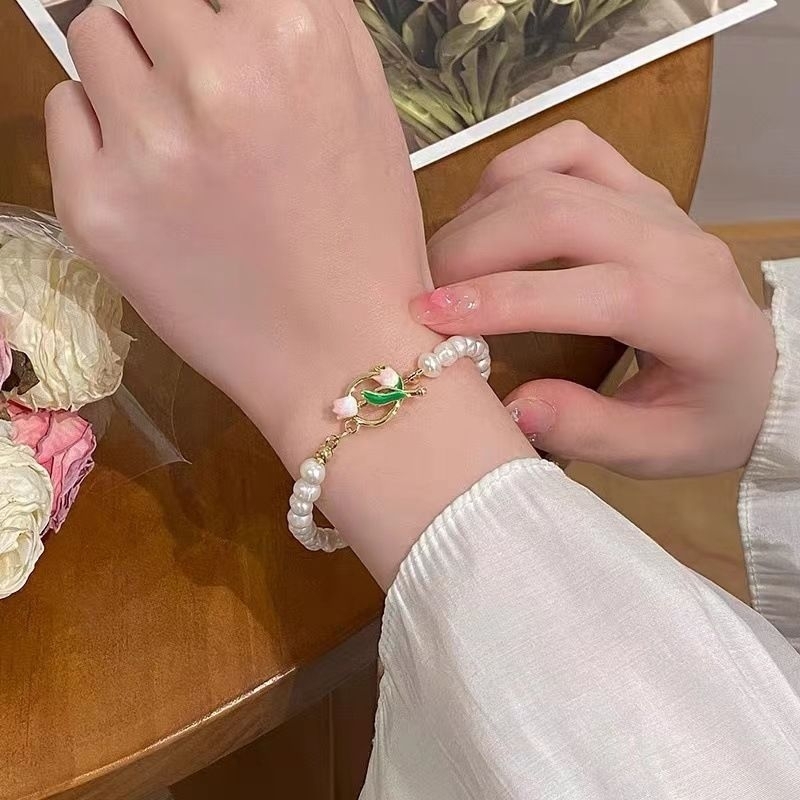 LZ Choker/สร้อยข้อมือ Tulip Gelang Tangan Manik Rantai Pendek ชุดสร้อยคอมุกปลอม SGR3