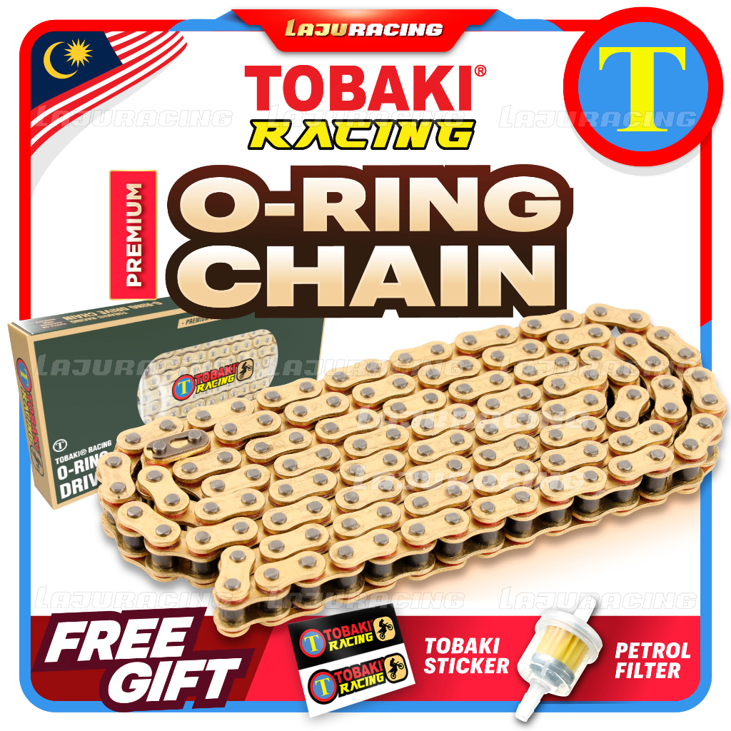 โทบากิ ​​​​​​​Racing HEAVY DUTY Rantai O RING มอเตอร์โซ่ทอง 415 420 428 140 132 124 122 114 108 96 ORING Y15 LC EX5