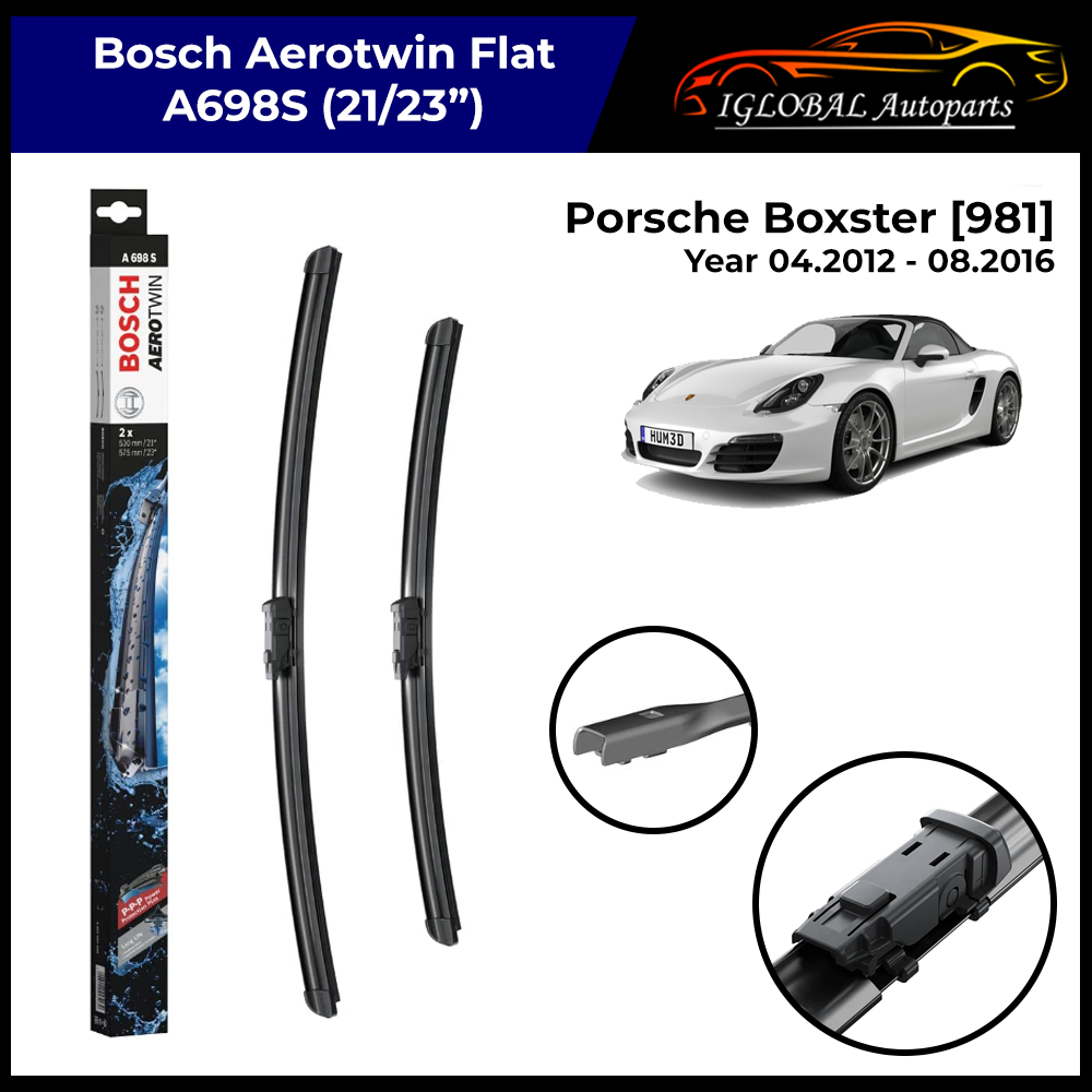 Porsche Boxster [981] ปี 04.2012-08.2016 A698S ชุดปัดน้ําฝนกระจกหน้ารถ Bosch Aerotwin Flat (21/23")